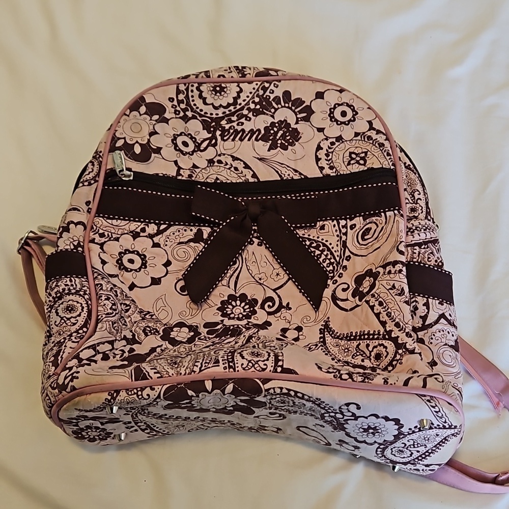 Pink and Brown Paisley Backpack